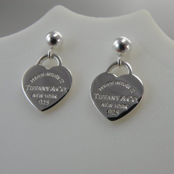 NEW Mini Heart Ball Stud Earrings Return to Tiffany & Co Solid Sterling Silver - Picture 3 of 13